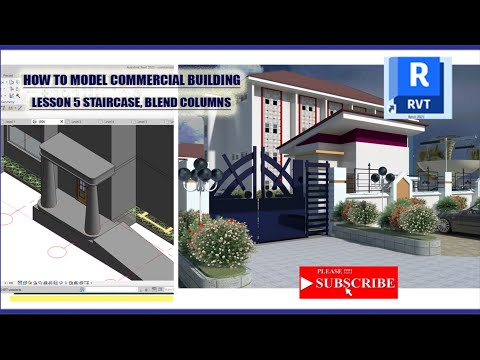 How to model Commercial Building in revit 2023 lesson 5 Staircases, Blend Columns