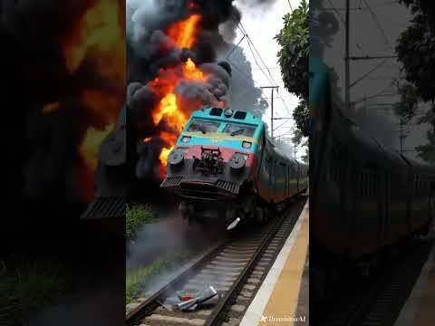 Kereta Api Terbakar Karya AI ..