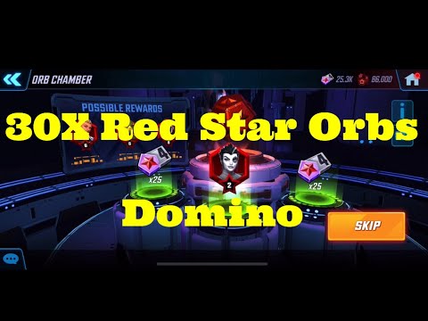 30x Domino Red Star Opening Red Star Orbs - Marvel Strike Force - Free to Play