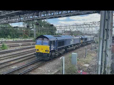 Direct Rail Services 66122 & 66108 Daventry International Freight Terminal to Mossend passing Crewe