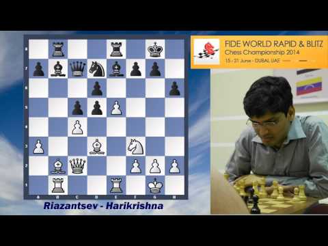 A.Riazantsev-P.Harikrishna, FIDE World Rapid 2014 (QID, Petrosian)