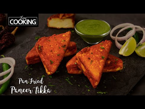 Pan Fried Paneer Tikka | Paneer Tikka Dry | Paneer Starter Recipes | Green Chutney