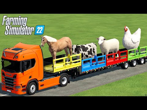 TRANSPORT OF GIANT ANIMALS ! TRANSPORT GIANT HORSE & COW & SHEEP & CHICKEN ! Farming Simulator 22 !