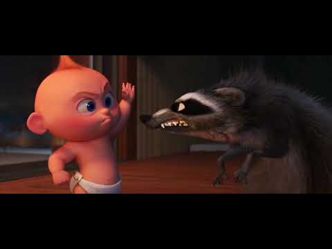 Incredibles 2 2018   Jack Jack vs  Raccoon Fight Scene