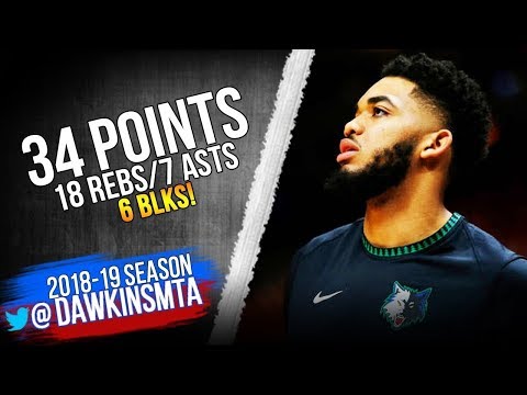 Karl Anthony Towns Full Highlights 2018 12 30 vs Heat   34 18 6 Blks!  FreeDawkins