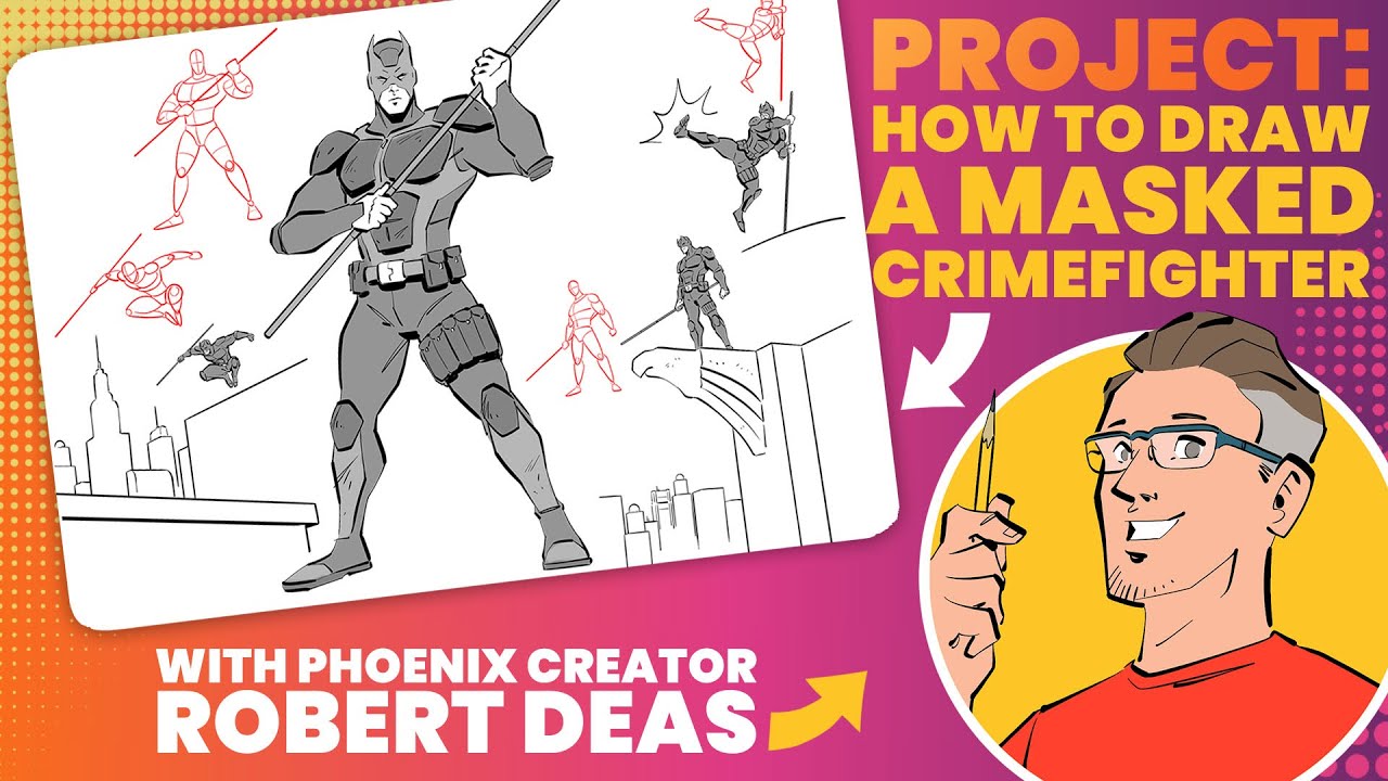 How to draw a masked crimefighter