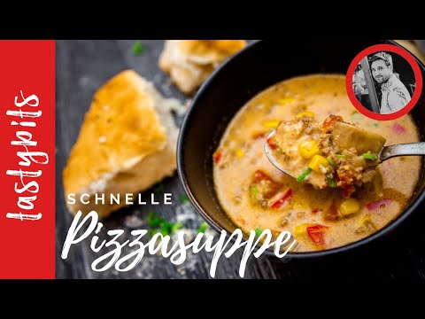 Quick pizza soup / Midnight soup with minced meat / Delicious party soup