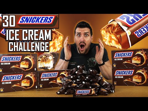 30 SNICKERS ICE CREAM CHALLENGE | GELATO | MAN VS FOOD |  Cheat Day