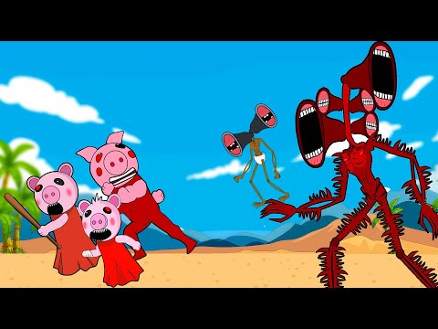 Siren Head, Baby Siren Head with Piggy Family Battle + More | Roblox Piggy Animation - GV Studio