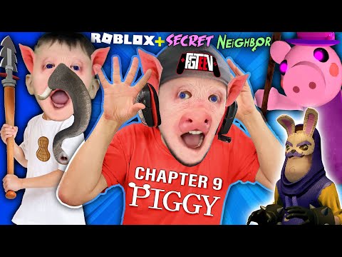 ROBLOX PIGGY: The DOUBLE ESCAPE of Elephant Pig + Secret Hello Neighbor (FGTeeV Ch 9 Gameplay/Skit)