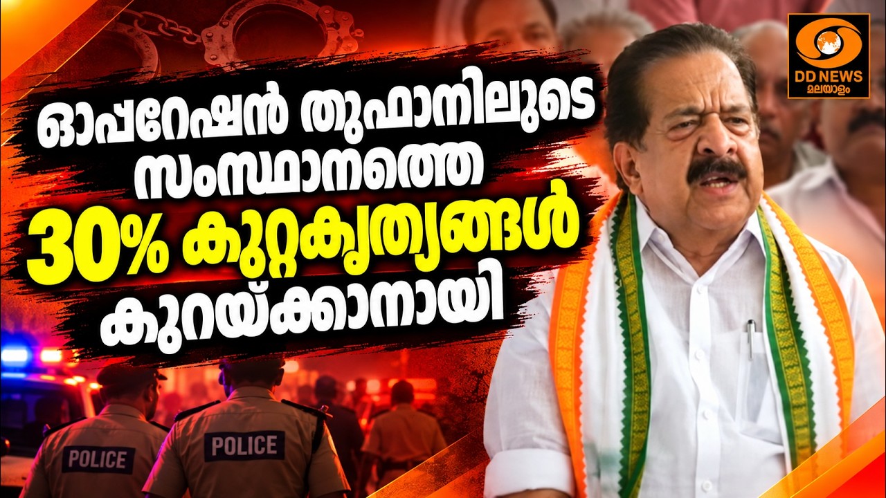 ഓപ്പറേഷൻ തൂഫാനിലൂടെ സംസ്ഥാനത്തെ 30%കുറ്റകൃത്യങ്ങൾ ക?