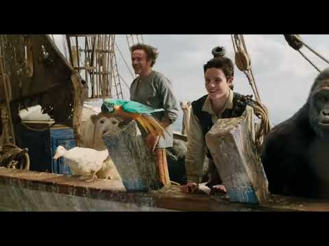 Trailer montage: Dolittle’s crew charging forward underscored by rhythmic strings and brass hits