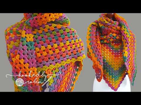 Crochet Granny Triangle Shawl & Border AS YOU GO 🤩