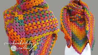 Crochet Granny Triangle Shawl & Border AS YOU GO 🤩