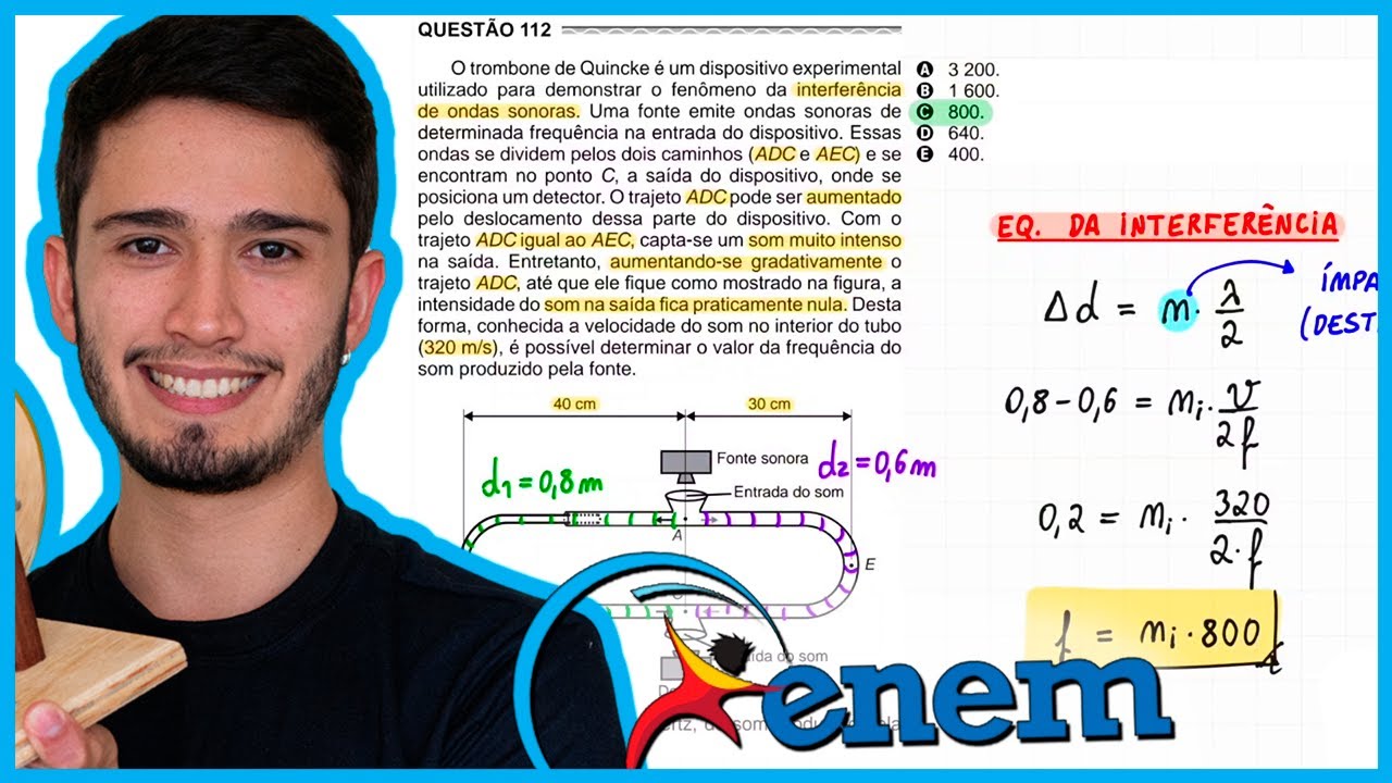 ENEM 2017 - O trombone de Quincke é um dispositivo experimental utilizado para demonstrar o fenômeno