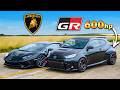 600hp GR Yaris V Lambo Aventador SV DRAG RACE