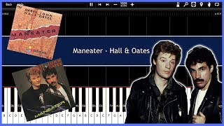 Maneater - Hall &amp; Oates (Synthesia) [Tutorial] [Instrumental Video] [Download]