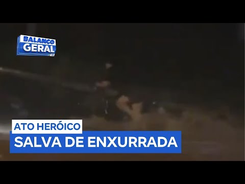 Empresário salva motociclista de ser arrastada por enxurrada em Jataí (GO)
