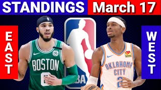 March 17 | NBA STANDINGS | WESTERN and EASTERN CONFERENCE
