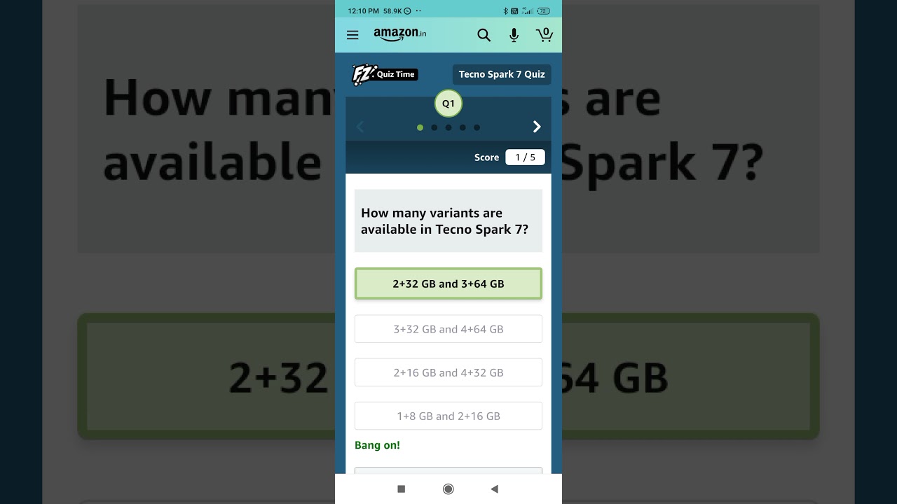 Watch video Amazon quiz Tecno spark 7 Now Amazon quiz Tecno spark 7