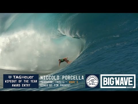 Niccolo Porcella  at Teahupoo 3 - 2016 TAG Heuer Wipeout Entry - WSL Big Wave Awards