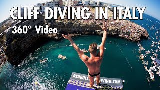 Cliff Diving From a Rocky Ledge in Italy | 360° Video (4K)