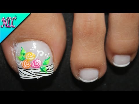 ROSAS Y ANIMAL PRINT EN UÑAS DE LOS PIES – FRANCÉS Y ROSAS PRINCIPIANTES – ROSES NAIL ART – NLC