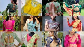 Floral Print Organza/Georgette Saree Blouses Back, Front & Sleeves Designer Designs For 2022 🌺🌸