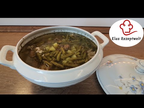 Grüne Bohnen Eintopf/Suppe mit Suppenfleisch vom Rind