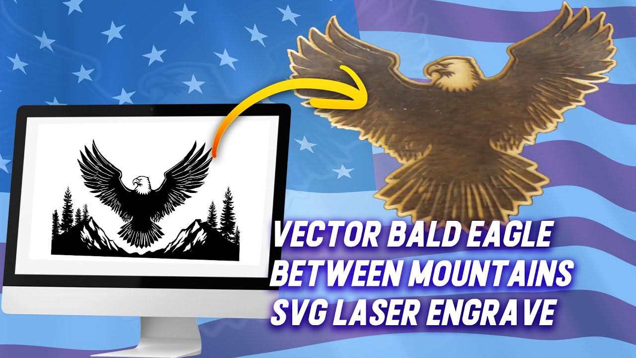 Vector Bald Eagle Between Mountains SVG | File Download for Cricut, Silhouette, Laser & CNC