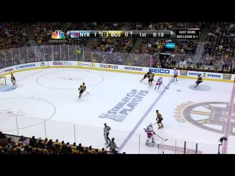 Dan Girardi bomb slapshot goal 1-0 May 25 2013 NY Rangers vs Boston Bruins NHL Hockey