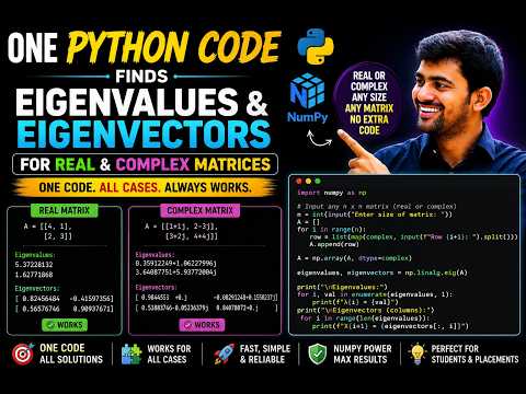 Eigenvalues Eigenvectors In Python One Code For Real Complex Matrices