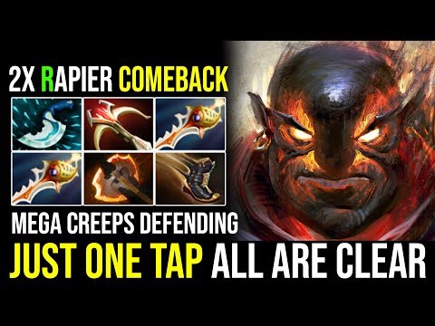 One Tap Man is Real - Epic Pro Ember Spirit Mega Creeps Defending With 2xRapier By Sccc Crazy DOTA 2