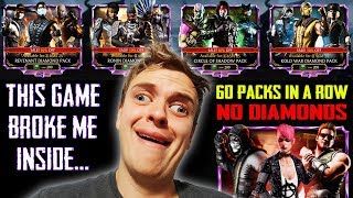 HUGE Pack Opening in MK Mobile GONE WRONG! Opening Every Diamond Pack Till I get a Diamond! SO SAD!