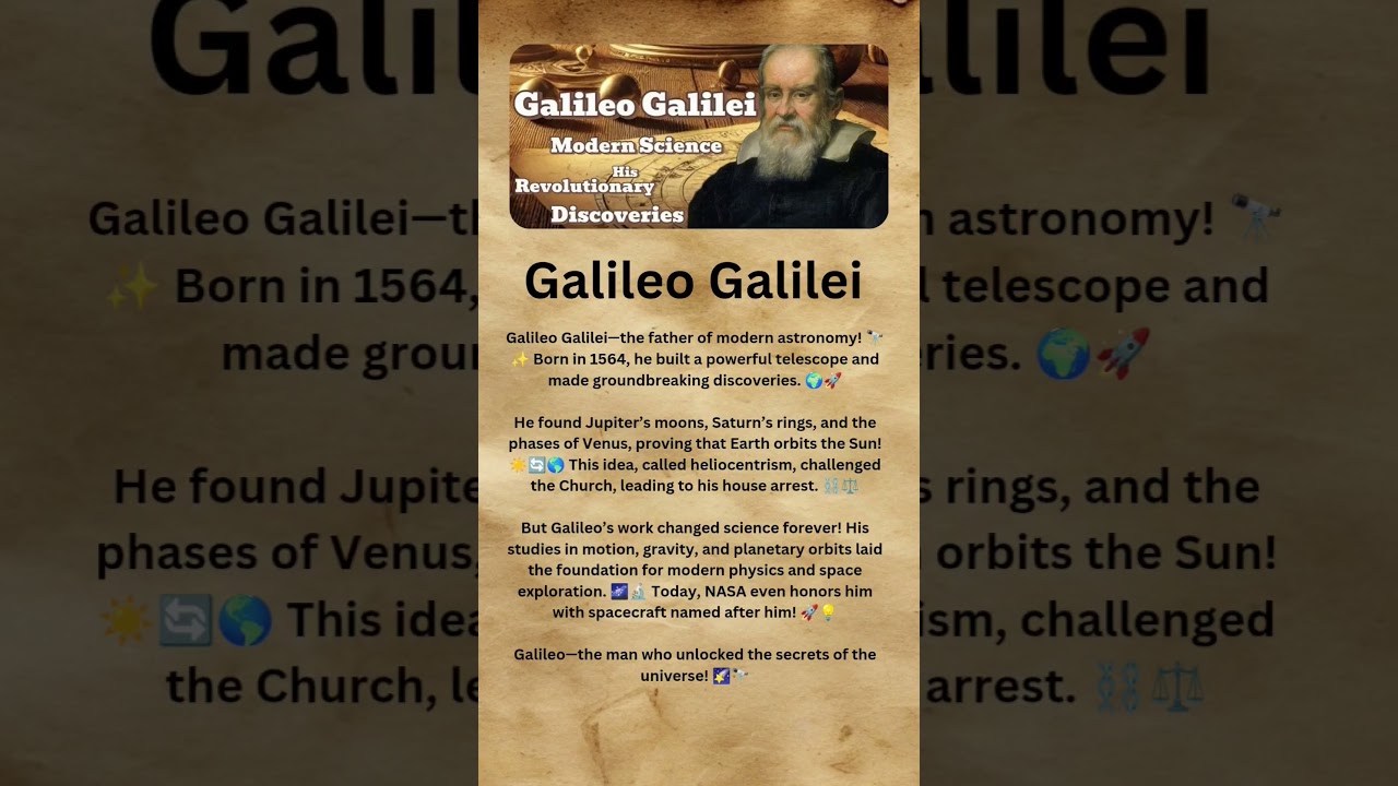 🔥Galileo Galilei Biography: The Man Who Discovered the Universe! 🔭✨ #shorts #science