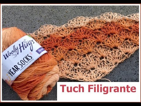Tuch Filigrante EINFACH Häkeln | Schlingen-Muster - Look | Muster häkeln | Mit Woolly Hugs