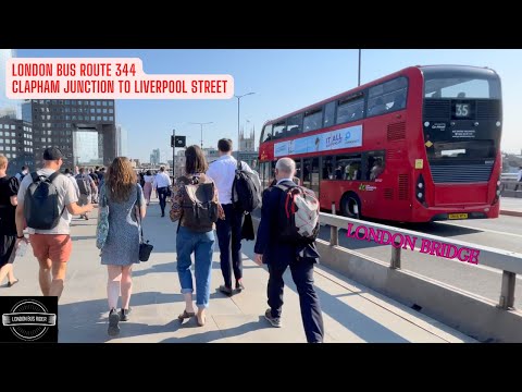 5:00 PM After work I rode Bus 344 through London Bridge which was packed with people Welcome aboard