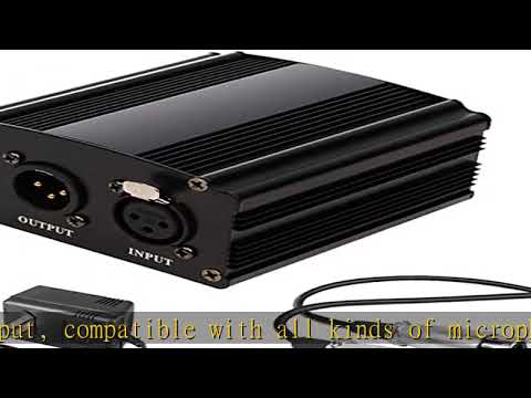48V Phantom Power,1-Channel Phantom Power Supply with Adapter, XLR 3 Pin Microphone Cable for Any C