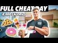FULL DAY OF CHEAT MEALS 8,000 CALORIES!! | POST SHOW DAY