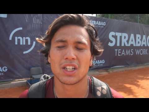 STRABAG Challenger Open: QF, Interview, Akira  Santillan (JAP) vs Hubert Hurkacz (POL) 7:5, 7:5
