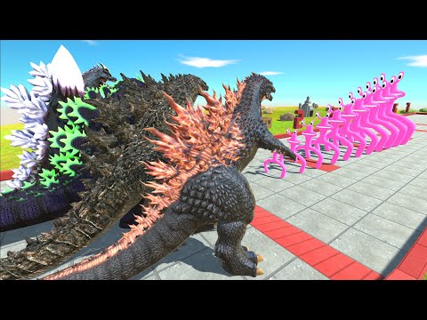 GODZILLA VS DIFFERENT SIZE RAINBOW FRIEND PINK - Animal Revolt Battle Simulator