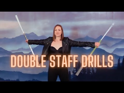 Double Staff Drills -  STAFF SPINNING TUTORIAL (BEGINNER) | Michelle C. Smith