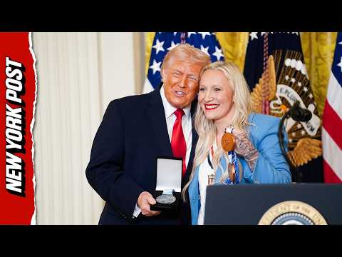 Trump Chokes Up After Olympian Presents Him Her Order of Ikkos Medal