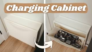 $45 IKEA CHARGING CABINET HACK *shoe storage turned sleek charging hub*