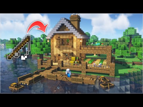 ⛏️ Minecraft Tutorial :: How to build a Fisherman's House 🎣🏠 [마인크래프트 어부, 낚시꾼 야생 집짓기 건축강좌]