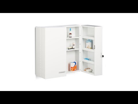 Armoire à pharmacie XXL en métal acier Argenté - Blanc - Acier - 53 x 53 x 20 cm