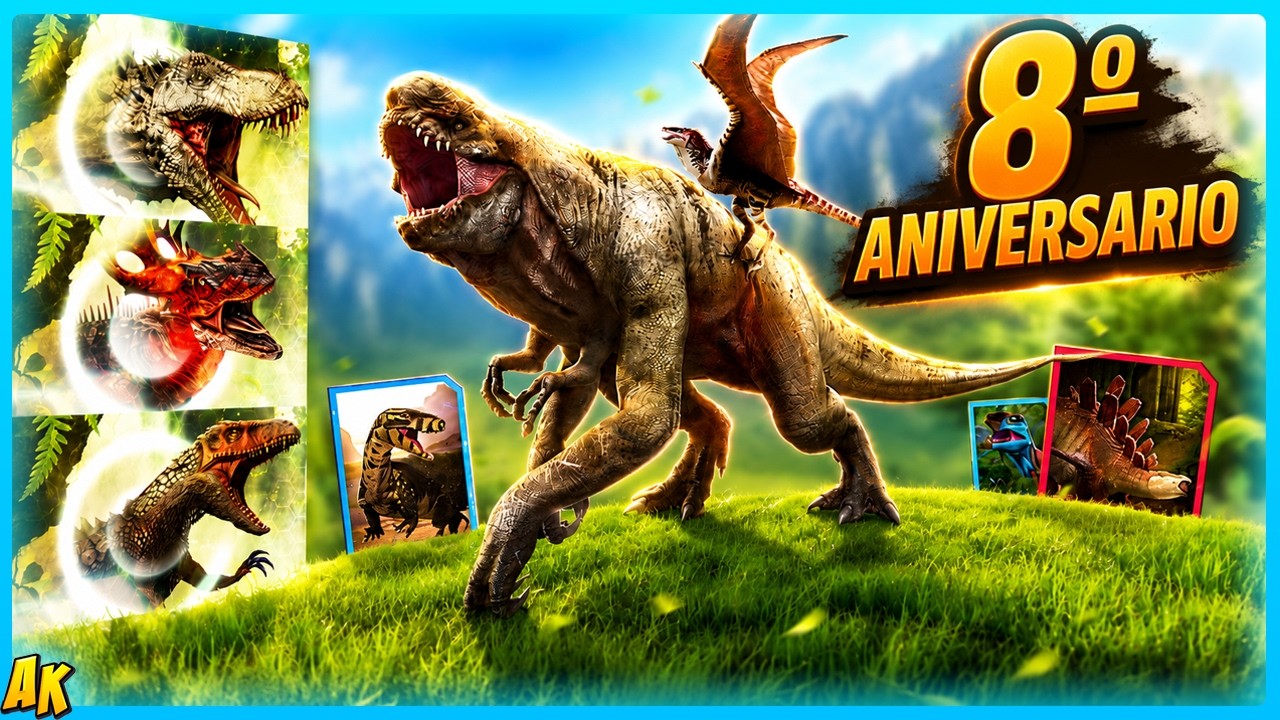 SKINS, MUTADON EN DRON, DISTORTUS REX Y PIERCE... TODO el 8º ANIVERSARIO JURASSIC WORLD ALIVE