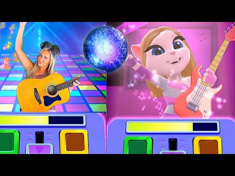 Imitate Angela Playing Exciting Guitar - My Talking Angela 2 In Real Life VS #VikiGame