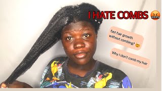 I DID NOT COMB MY HAIR IN 2 YEARS..shocking results (Why I don’t comb my hair/ detangling 4C hair)