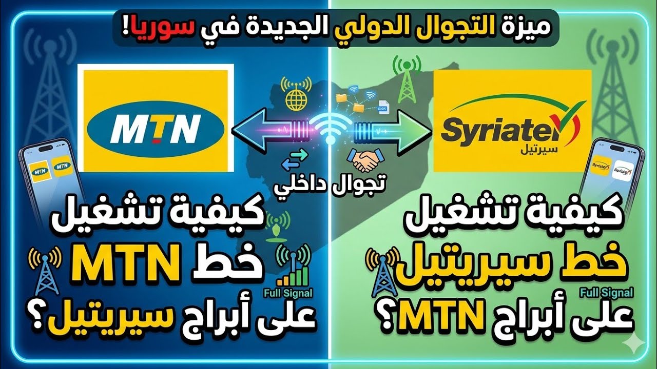 طريقة تشغيل خط الMtn ع ابراج سيريتل والعكس شرح التجوال الداخلي 